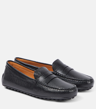 Tod's City Gommino Leather Moccasins In Black