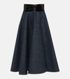 Alaïa Denim Midi Skirt In Blue
