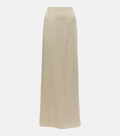 Brunello Cucinelli Satin Maxi Skirt In Beige