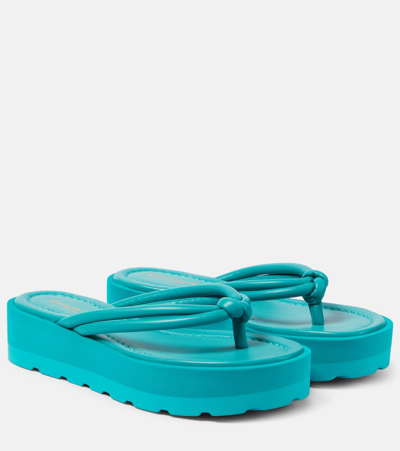 Gianvito Rossi Leather Platform Thong Sandals In Blue