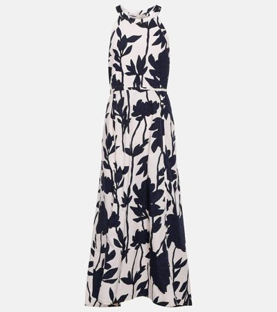 Brunello Cucinelli Floral Cotton Midi Dress In White