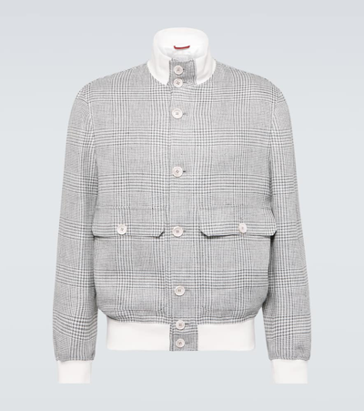 Brunello Cucinelli Checked Linen, Wool And Silk Jacket In Multicoloured