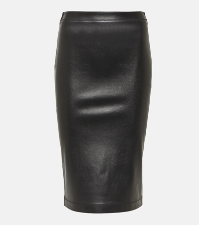 Versace Leather Midi Skirt In Black