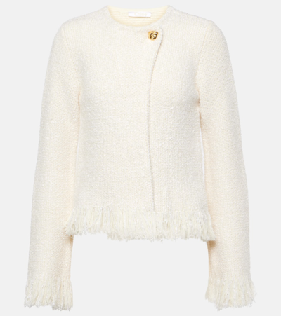 Chloé Wool, Silk, And Cashmere-blend Jacket In White