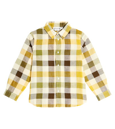 Bonpoint Kids' Boys Green Linen & Cotton Check Shirt