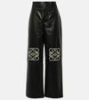 Loewe Women's Anagram Baggy Leather Trousers In Black