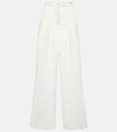 Dolce & Gabbana High-rise Lace Flared Pants In White