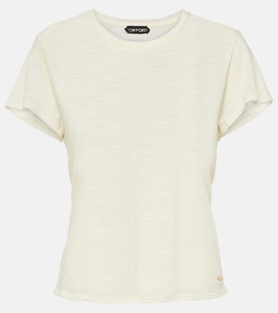 Tom Ford Slub Cotton Jersey Crewneck T-shirt Clothing In White