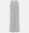 Brunello Cucinelli Low-rise Linen-blend Wide-leg Sweatpants In Grey