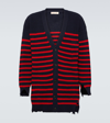 Marni Destroyed Effect Striped Cardigan In Blue