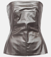 Rick Owens Top Bustier Lido In Denim Stretch Spalmato In Gun Metal In Grey