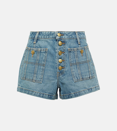 Ulla Johnson The Ines Exposed Fly Denim Shorts In Blue