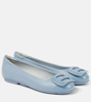 Hogan Leather Ballet Flats In Blue
