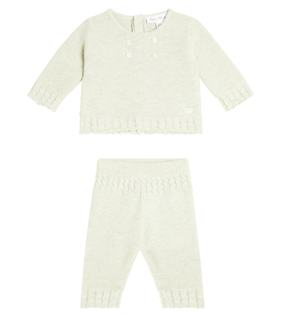 Tartine Et Chocolat Baby Cotton Sweatshirt And Leggings Set In Green