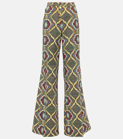 Etro Printed High-rise Wide-leg Jeans In Orange