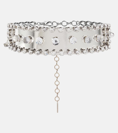 Alessandra Rich Crystal-embellished Choker In Silver