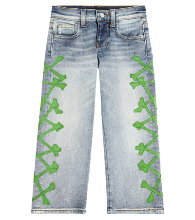 Amiri Kids' Bones Straight Jeans In Blue