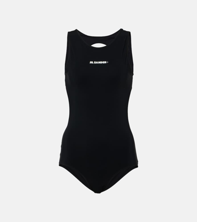 Jil Sander Logo Swimsuit In Black