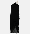 Chloé Robe Midi Asymétrique Drapée Femme Noir Taille 40 100% Laine Vierge In Black