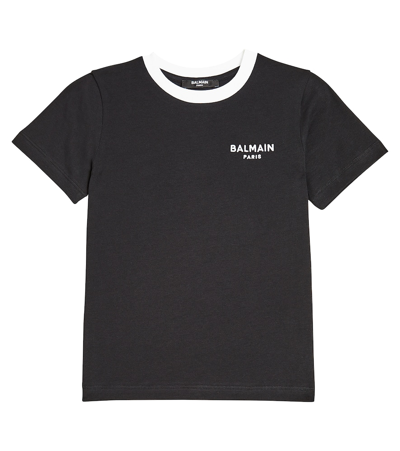 Balmain Kids' Logo Cotton Jersey T-shirt In Black