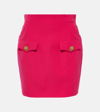 Balmain Button-embellished Virgin-wool Miniskirt In Pink