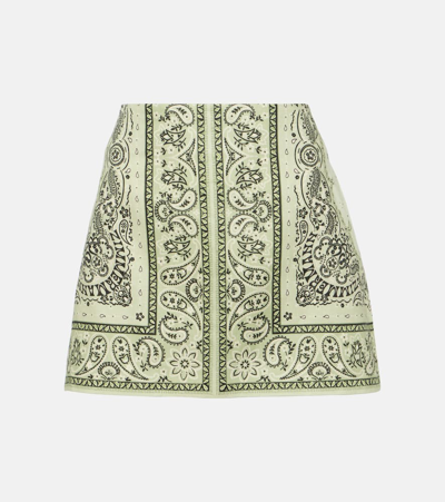 Zimmermann Matchmaker Bandana Linen Micro Skirt In Green
