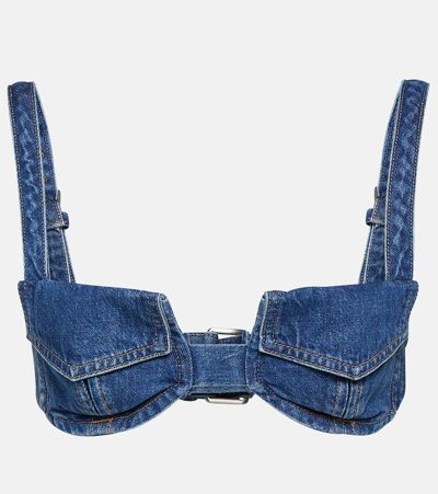 Dion Lee Pocket Denim Bra Top In Blue