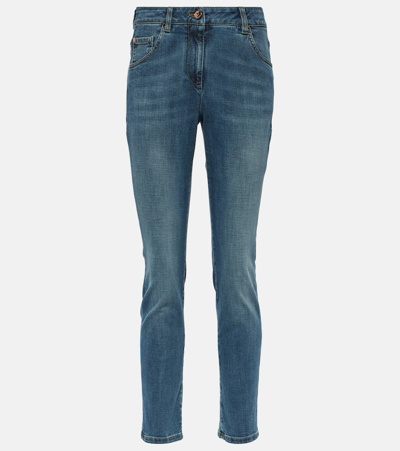 Brunello Cucinelli Slim Trousers In Dark Wash Denim