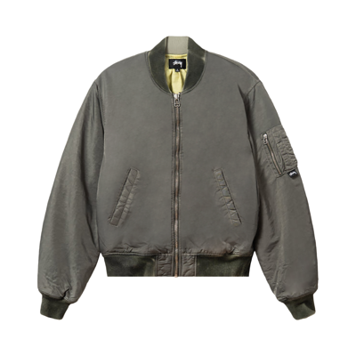 Pre-owned Stussy Dyed Nylon Bomber 'olive' In Green