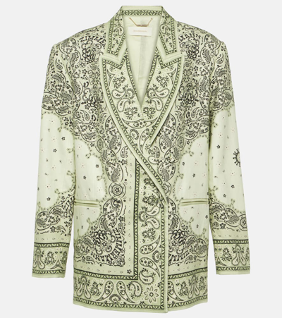 Zimmermann Matchmaker Linen Duster Jacket In Green