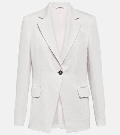 Brunello Cucinelli Cotton And Linen Blazer In White