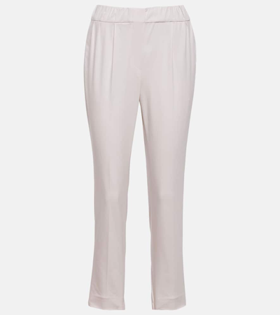 Brunello Cucinelli Pull Up Low-rise Slim Pants In Beige