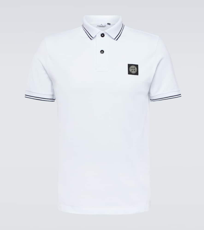 STONE ISLAND COMPASS COTTON-BLEND PIQUÉ POLO SHIRT