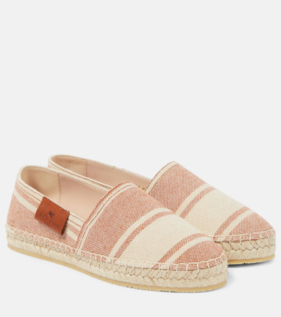 Etro Striped Canvas Espadrilles In Red