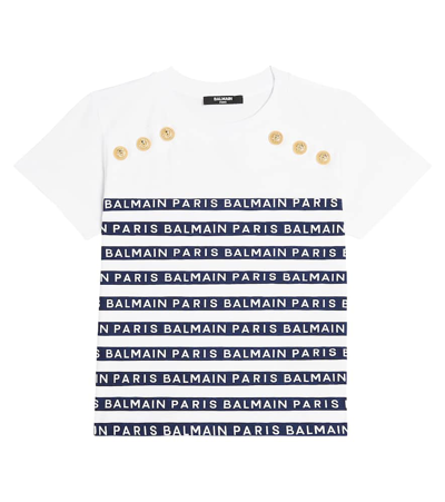 Balmain Kids' Button-embellished Jersey T-shirt In White