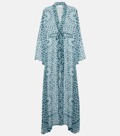 Alexandra Miro Betty Printed Kaftan In Blue