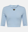 Prada Logo Cotton-blend Crop Top In Multicoloured
