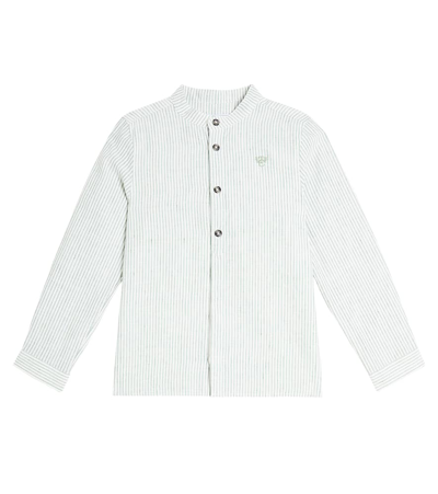 Tartine Et Chocolat Kids' Striped Cotton And Linen Shirt In Multicoloured