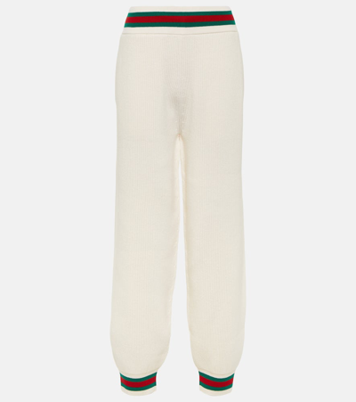 Gucci Ribbed-knit Wool Sweatpants In White