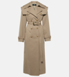 Balmain Double-breasted Twill Maxi Coat In Beige