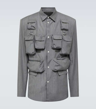 Prada Wool And Mohair Shirt In Grey