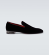 CHRISTIAN LOUBOUTIN DANDYROCKS VELVET LOAFERS