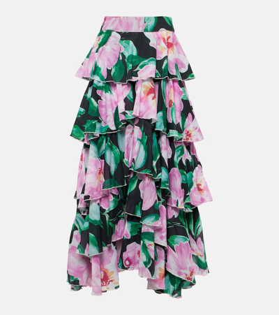 Alexandra Miro Cordelia Floral Tiered Maxi Skirt In Multicoloured