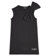 Balmain Girls Black Cotton Bow Dress In Black