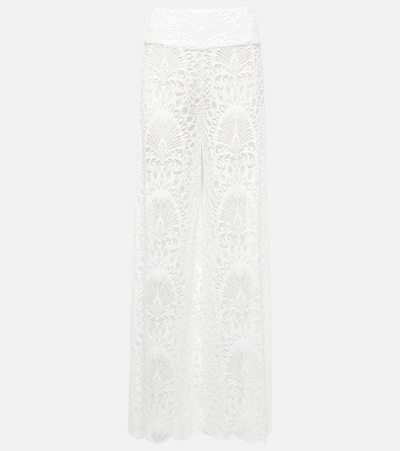 Alexandra Miro Charlize Lace Wide-leg Trousers In White