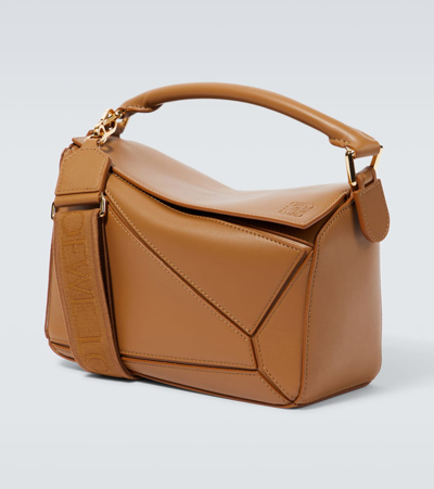 Loewe Puzzle Small Leather Tote Bag In Brown