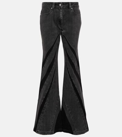 Dion Lee Darted Mid-rise Flared Jeans In Black