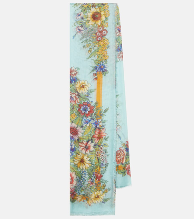 Etro Floral Scarf In Blue