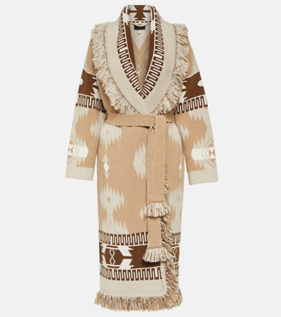 Alanui Icon Wool Jacquard Coat In Multicoloured