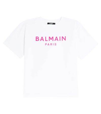 Balmain Kids' Logo Cotton Jersey T-shirt In White